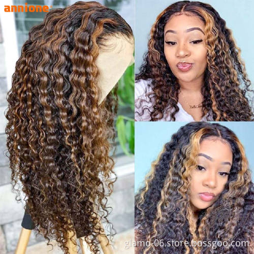 HD Lace Frontal Wig For Black Women,Blonde 613 Lace Front Wigs Vendor,Blonde P4/27 Deep Curly Wave Highlight Human Hair Wig